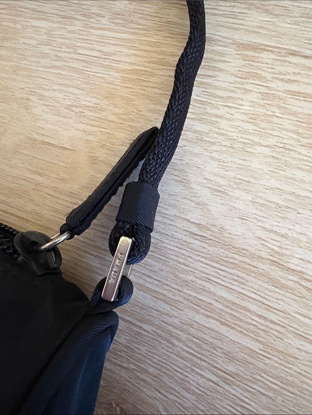 Prada Small Black Nylon Shoulder Bag with Silver Triangle Logo - Picture 6 of 10